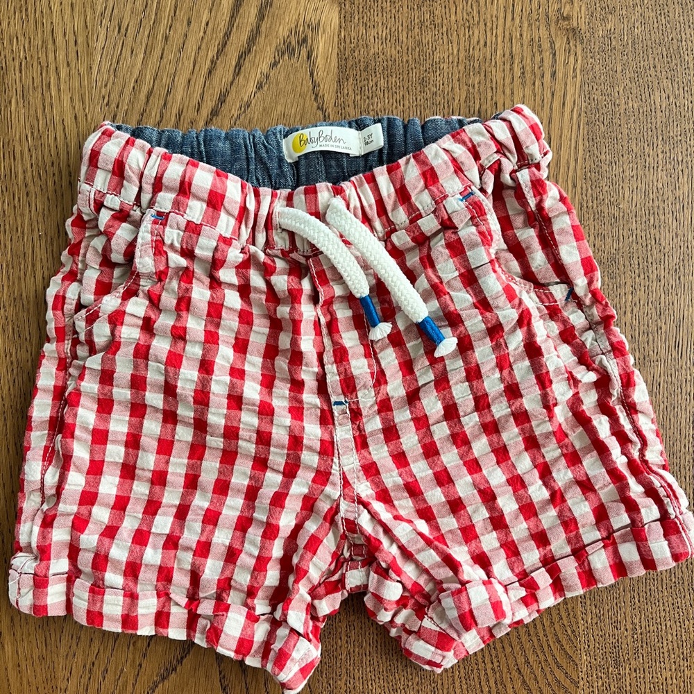 2-3Y Mini Boden Baby Boden Red Gingham Shorts